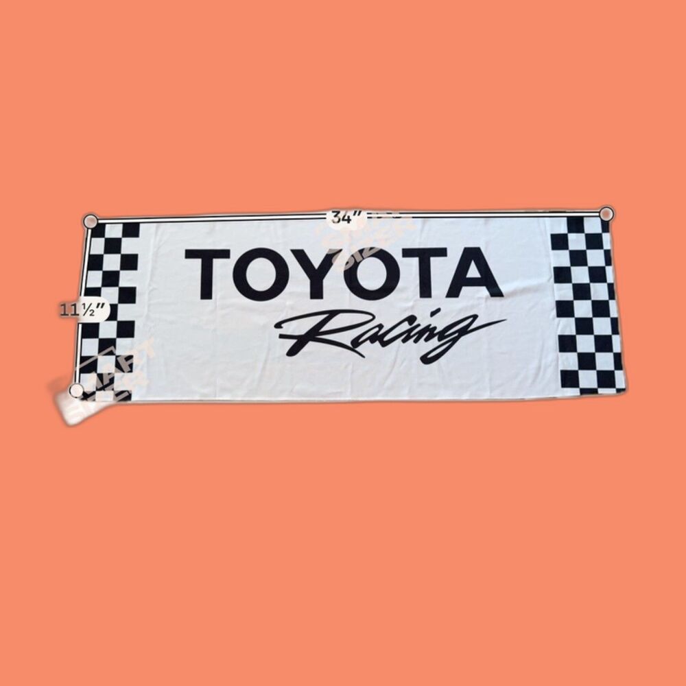 Toyota Racing Cooling Towel Checkered Flag High Caliber Very Kool White black